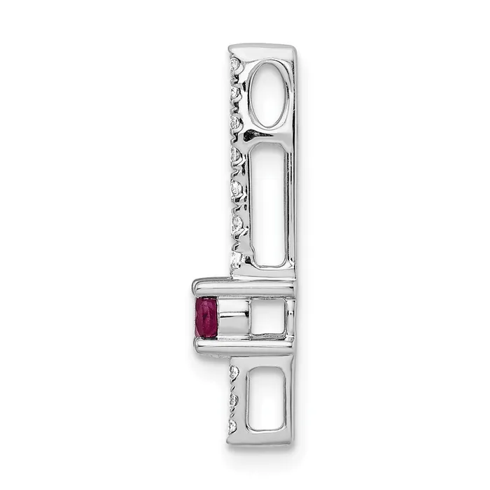 Necklaces Goldia 14k White Gold Real Diamond and 18 Ruby Fancy Chain Slide