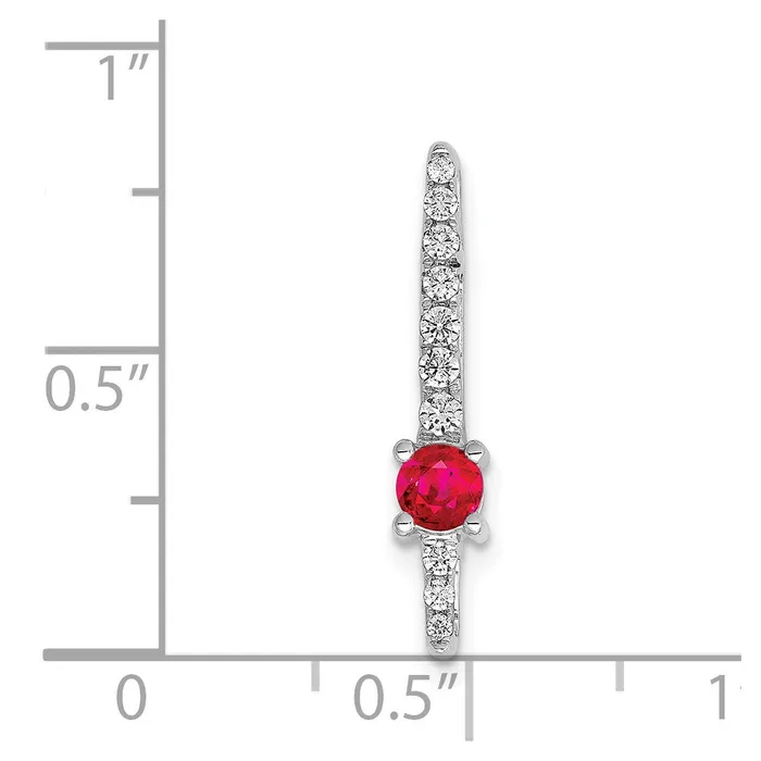 Necklaces Goldia 14k White Gold Real Diamond and 18 Ruby Fancy Chain Slide