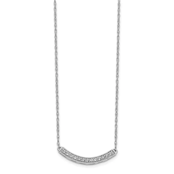 Necklaces Goldia 14k White Gold Real Diamond Curved Bar 18 inch Necklace