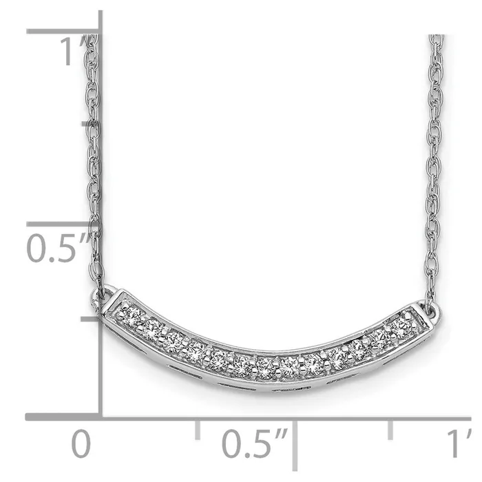 Necklaces Goldia 14k White Gold Real Diamond Curved Bar 18 inch Necklace