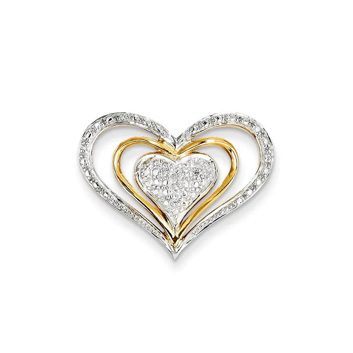 Necklaces Goldia 14K Yellow Gold Real Diamond Triple Heart Slide Pendant Necklaces Goldia 14K Yellow Gold Real Diamond Triple Heart Slide Pendant