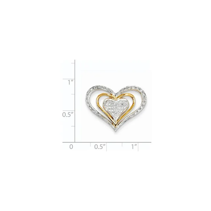 Necklaces Goldia 14K Yellow Gold Real Diamond Triple Heart Slide Pendant