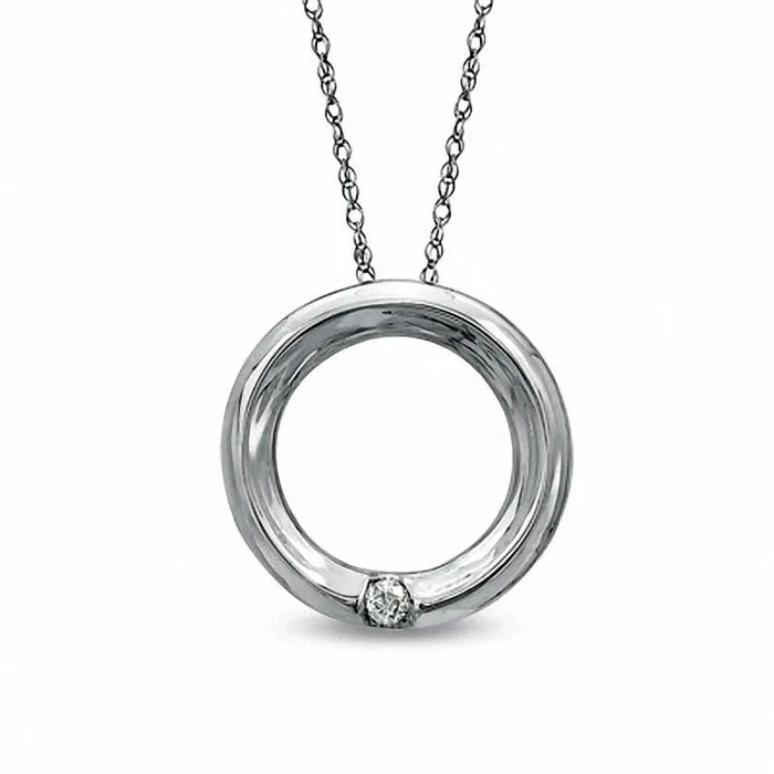 Necklaces Goldia Natural Diamond Accent Circle Pendant in 10K White Gold