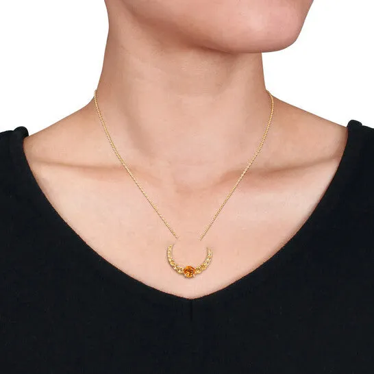 Original AMOUR 3 14 CT TGW Citrine and Madeira Citrine Graduated Open Circle Pendant with Chain In Yellow Plated Sterling Silver JMS always Necklaces Original AMOUR 3 14 CT TGW Citrine and Madeira Citrine Graduated Open Circle Pendant with Chain In Yellow Plated Sterling Silver JMS always Necklaces