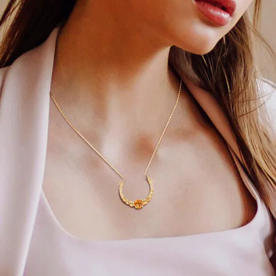 Original AMOUR 3 14 CT TGW Citrine and Madeira Citrine Graduated Open Circle Pendant with Chain In Yellow Plated Sterling Silver JMS always Necklaces Original AMOUR 3 14 CT TGW Citrine and Madeira Citrine Graduated Open Circle Pendant with Chain In Yellow Plated Sterling Silver JMS always Necklaces