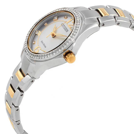 Original Citizen Crystal EcoDrive Silver Dial TwoTone Ladies Watch FE114671A JMS always Rings Original Citizen Crystal EcoDrive Silver Dial TwoTone Ladies Watch FE114671A JMS always Rings
