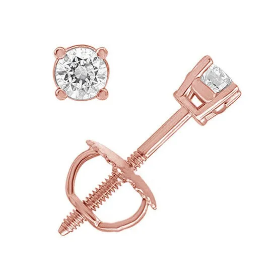 Original Diamond Muse 005 cttw 14KT Rose Gold Round Cut Diamond Stud Earrings for Women JMS always Earrings Original Diamond Muse 005 cttw 14KT Rose Gold Round Cut Diamond Stud Earrings for Women JMS always Earrings
