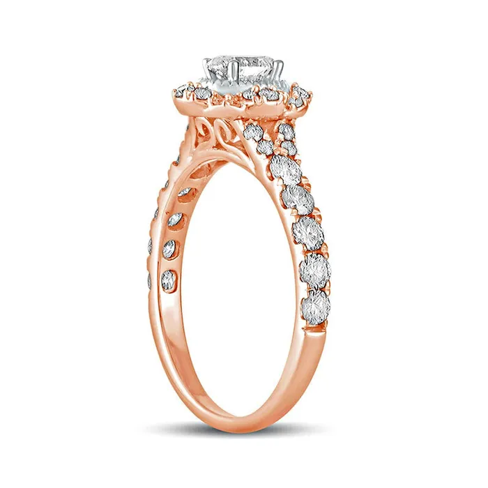 Rings 10 CT TW Oval Natural Diamond Scallop Frame Antique VintageStyle Engagement Ring in Solid 14K Rose Gold Goldia Rings 10 CT TW Oval Natural Diamond Scallop Frame Antique VintageStyle Engagement Ring in Solid 14K Rose Gold Goldia