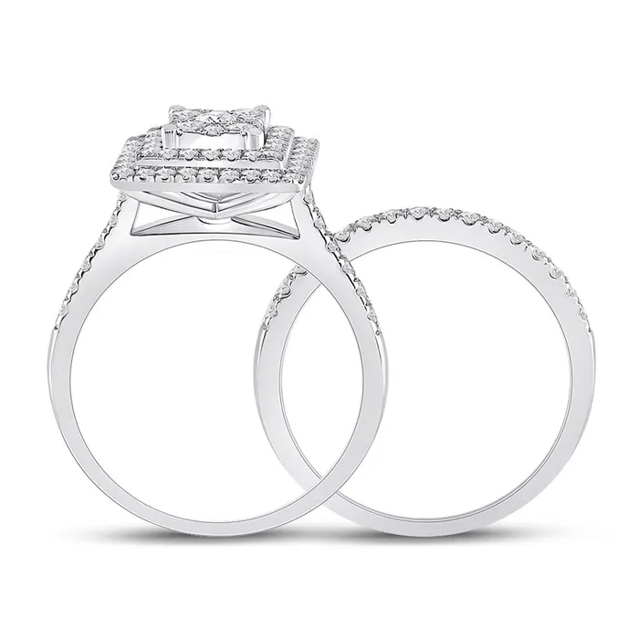 Rings 14k White Gold Round Diamond Bridal Wedding Ring Set 1 Cttw gndatlanta