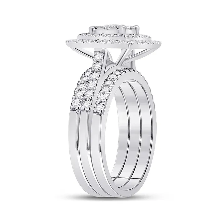 Rings 14k White Gold Round Diamond Bridal Wedding Ring Set 1 Cttw gndatlanta