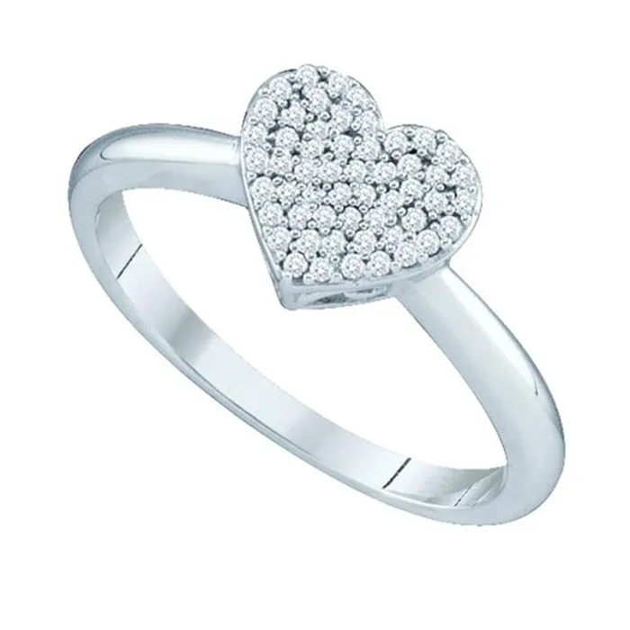 Rings 14k White Gold Round Diamond Heart Fashion Ring 16 Cttw gndatlanta Rings 14k White Gold Round Diamond Heart Fashion Ring 16 Cttw gndatlanta