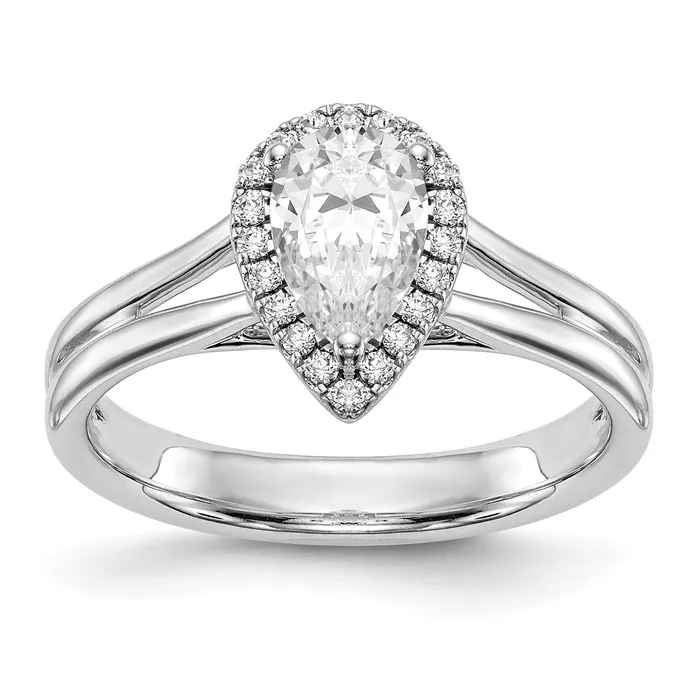Rings 14kw Pear Halo Simulated Diamond Split Shank Engagement Ring Goldiacom