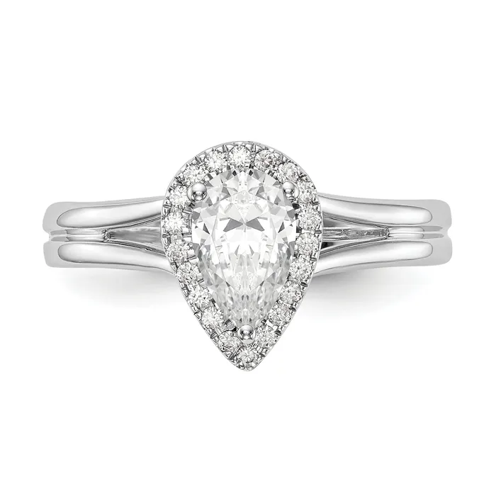 Rings 14kw Pear Halo Simulated Diamond Split Shank Engagement Ring Goldiacom