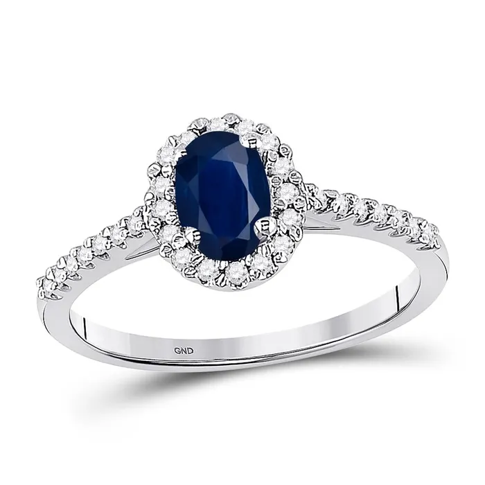 Rings gndatlanta 14k White Gold Oval Created Blue Sapphire Solitaire Ring 34 Cttw Rings gndatlanta 14k White Gold Oval Created Blue Sapphire Solitaire Ring 34 Cttw