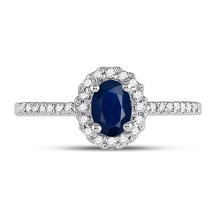 Rings gndatlanta 14k White Gold Oval Created Blue Sapphire Solitaire Ring 34 Cttw