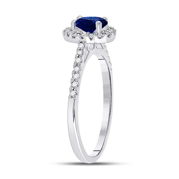 Rings gndatlanta 14k White Gold Oval Created Blue Sapphire Solitaire Ring 34 Cttw