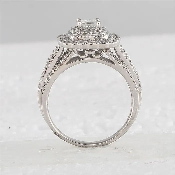 Rings gndatlanta 14k White Gold Princess Diamond Bridal Wedding Ring Set 1 Cttw Certified