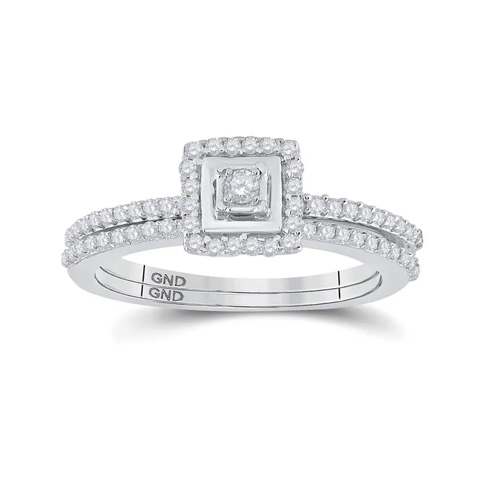 Rings gndatlanta 14k White Gold Round Diamond Slender Bridal Wedding Ring Set 13 Cttw