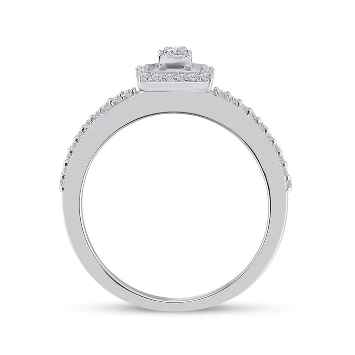 Rings gndatlanta 14k White Gold Round Diamond Slender Bridal Wedding Ring Set 13 Cttw