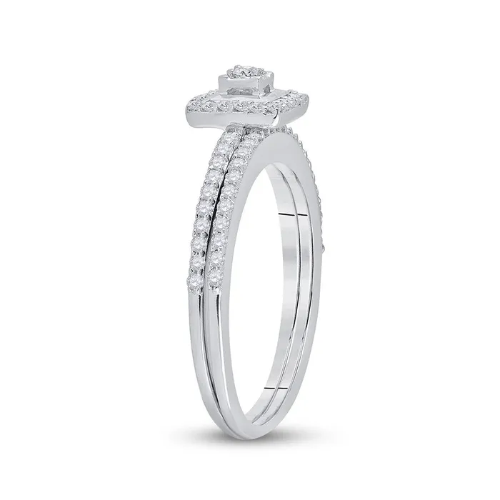 Rings gndatlanta 14k White Gold Round Diamond Slender Bridal Wedding Ring Set 13 Cttw