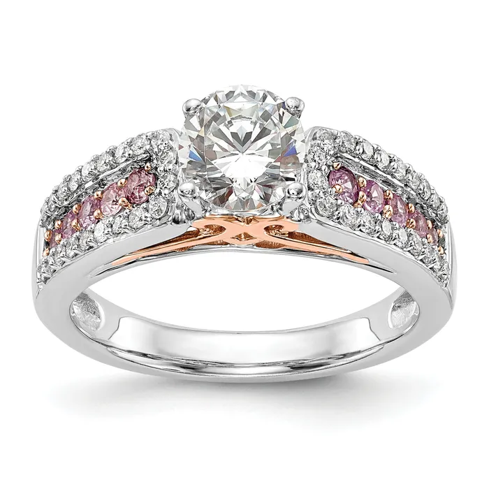 Rings Goldia 025ct CZ Solid Real 14k TwoTone Peg Set wPink Sapphire Semimnt Engagement Ring Rings Goldia 025ct CZ Solid Real 14k TwoTone Peg Set wPink Sapphire Semimnt Engagement Ring