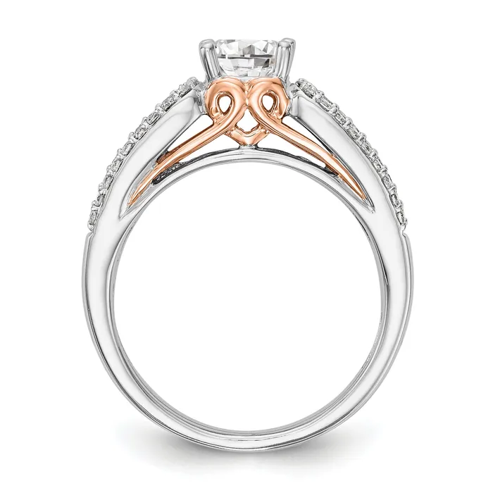 Rings Goldia 025ct CZ Solid Real 14k TwoTone Peg Set wPink Sapphire Semimnt Engagement Ring