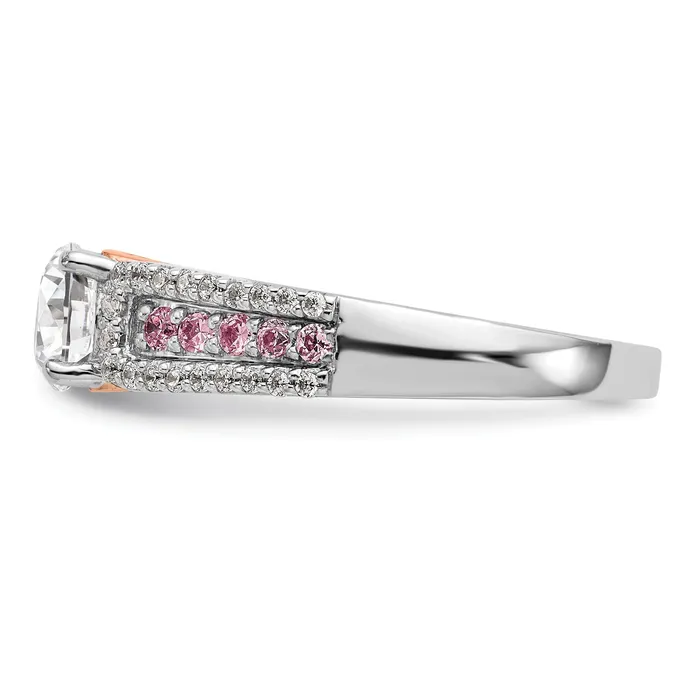 Rings Goldia 025ct CZ Solid Real 14k TwoTone Peg Set wPink Sapphire Semimnt Engagement Ring