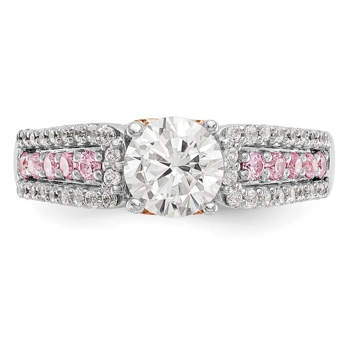 Rings Goldia 025ct CZ Solid Real 14k TwoTone Peg Set wPink Sapphire Semimnt Engagement Ring