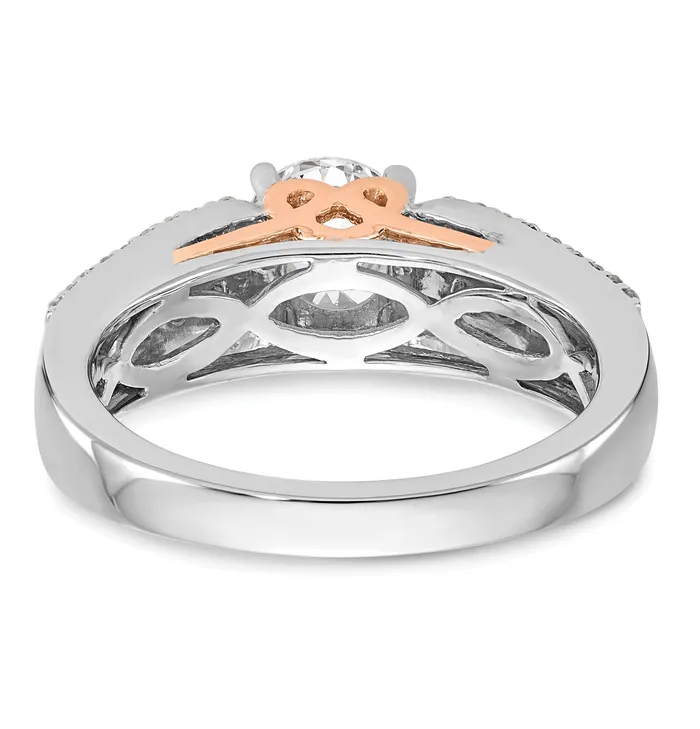 Rings Goldia 025ct CZ Solid Real 14k TwoTone Peg Set wPink Sapphire Semimnt Engagement Ring
