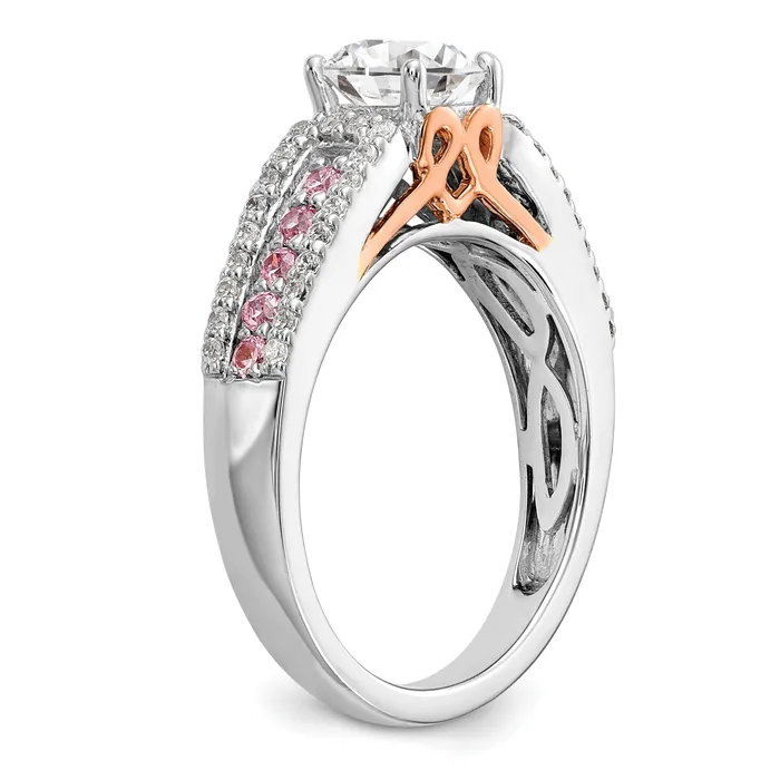 Rings Goldia 025ct CZ Solid Real 14k TwoTone Peg Set wPink Sapphire Semimnt Engagement Ring
