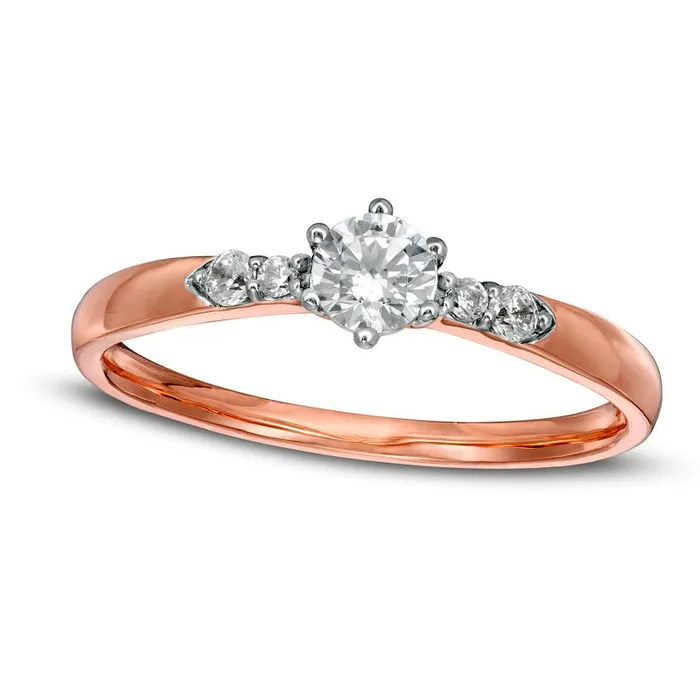 Rings Goldia 033 CT TW Natural Diamond Engagement Ring in Solid 10K Rose Gold Rings Goldia 033 CT TW Natural Diamond Engagement Ring in Solid 10K Rose Gold