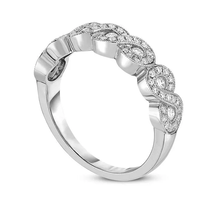 Rings Goldia 038 CT TW Natural Diamond Infinity Antique VintageStyle Band in Solid 10K White Gold Rings Goldia 038 CT TW Natural Diamond Infinity Antique VintageStyle Band in Solid 10K White Gold