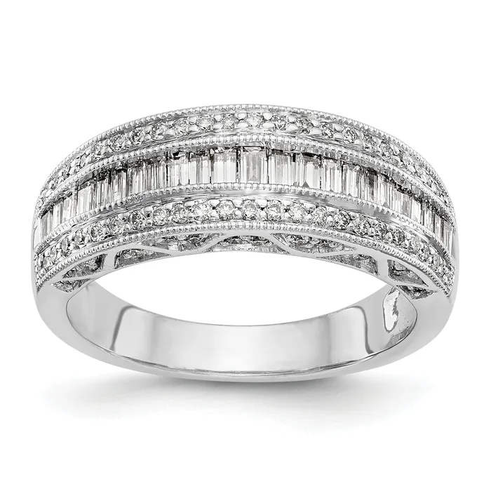 Rings Goldia 075ct CZ Solid Real 14K White Gold Wedding Band Ring