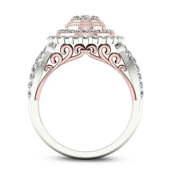 Rings Goldia 10 CT TW Composite Natural Diamond Double Oval Frame Twist Antique VintageStyle Engagement Ring in Solid 14K TwoTone Gold