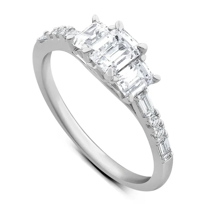 Rings Goldia 10 CT TW EmeraldCut Natural Diamond Three Stone Engagement Ring in Solid 14K White Gold Rings Goldia 10 CT TW EmeraldCut Natural Diamond Three Stone Engagement Ring in Solid 14K White Gold