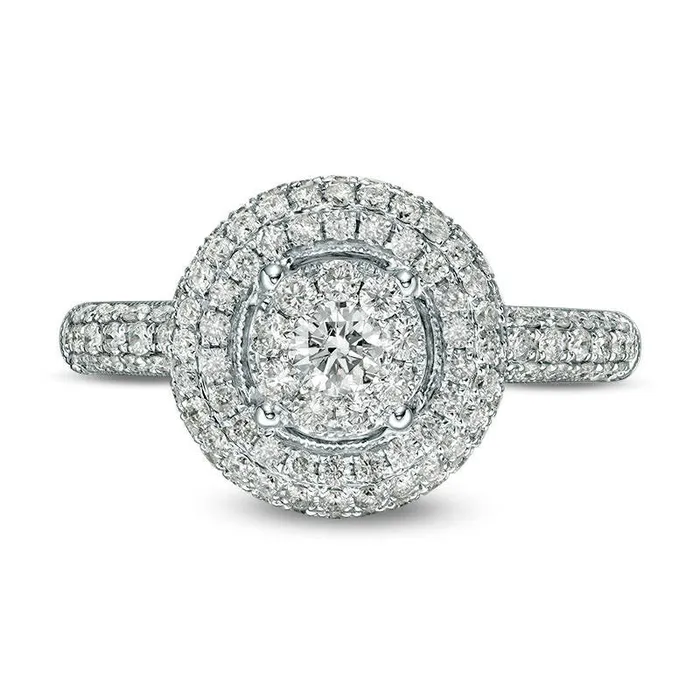 Rings Goldia 10 CT TW Natural Diamond Double Frame Engagement Ring in Solid 14K White Gold Rings Goldia 10 CT TW Natural Diamond Double Frame Engagement Ring in Solid 14K White Gold