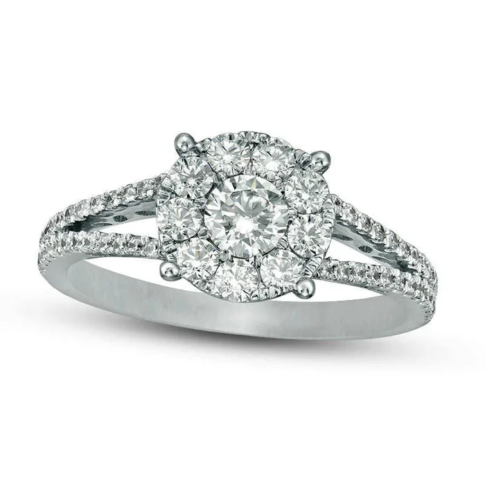 Rings Goldia 10 CT TW Natural Diamond Frame Split Shank Engagement Ring in Solid 14K White Gold Rings Goldia 10 CT TW Natural Diamond Frame Split Shank Engagement Ring in Solid 14K White Gold