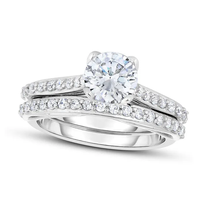 Rings Goldia 15 CT TW Natural Diamond Bridal Engagement Ring Set in Solid 14K White Gold