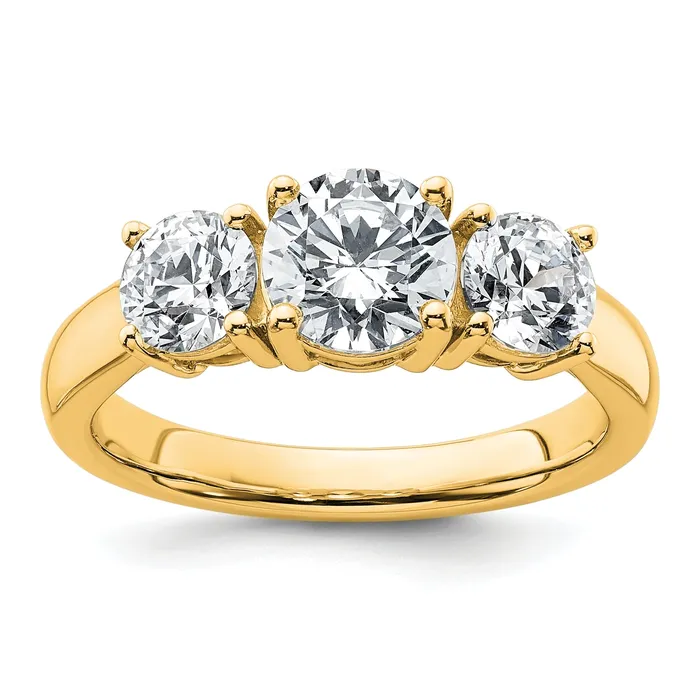 Rings Goldia 14k Yellow Gold 2 Ct Certified Lab Grown Diamond VSSI G Three Stone Engagement Ring