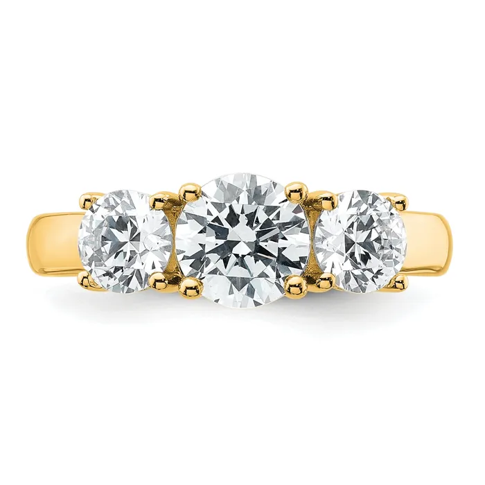 Rings Goldia 14k Yellow Gold 2 Ct Certified Lab Grown Diamond VSSI G Three Stone Engagement Ring