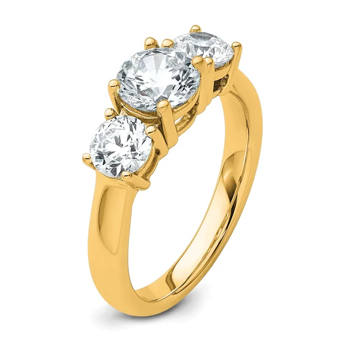 Rings Goldia 14k Yellow Gold 2 Ct Certified Lab Grown Diamond VSSI G Three Stone Engagement Ring
