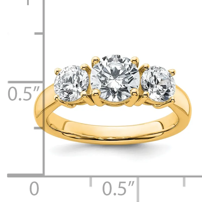Rings Goldia 14k Yellow Gold 2 Ct Certified Lab Grown Diamond VSSI G Three Stone Engagement Ring
