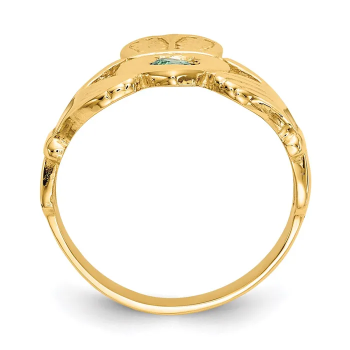 Rings Goldia 14K Yellow Gold Imitation Green Stone Claddagh Ring