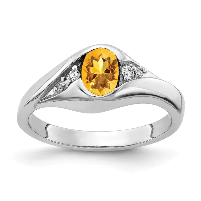 Rings goldiaca 14k White Gold 6x4mm Oval Citrine Checker AAA Real Diamond ring Rings goldiaca 14k White Gold 6x4mm Oval Citrine Checker AAA Real Diamond ring