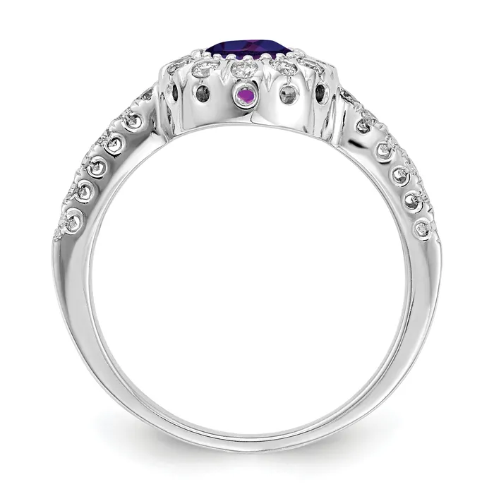 Rings Goldia Solid 14k White Gold 5mm Simulated Amethyst AAA CZ Ring