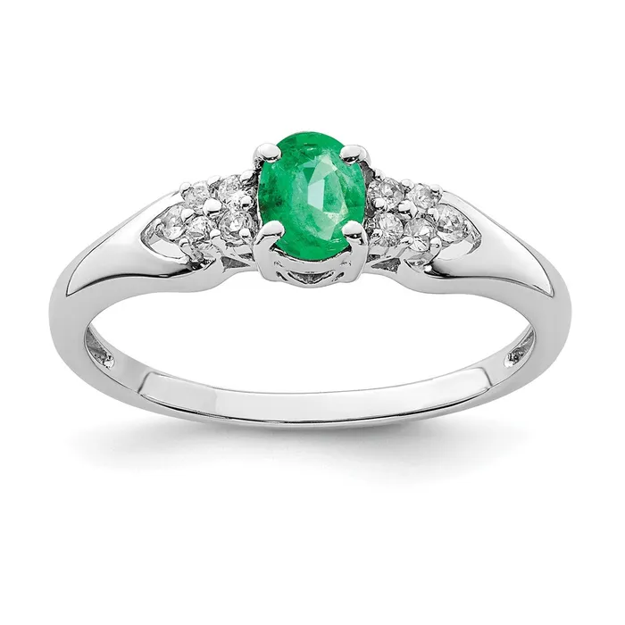Rings Goldia Sterling Silver Rhodiumplated Emerald and White Sapphire Ring