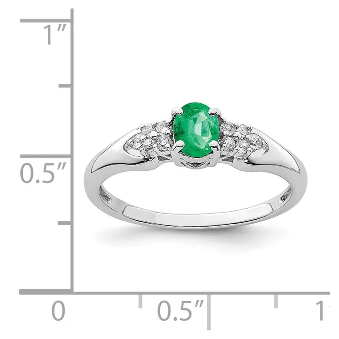 Rings Goldia Sterling Silver Rhodiumplated Emerald and White Sapphire Ring