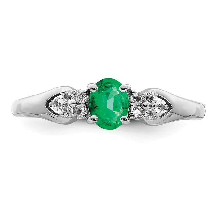 Rings Goldia Sterling Silver Rhodiumplated Emerald and White Sapphire Ring