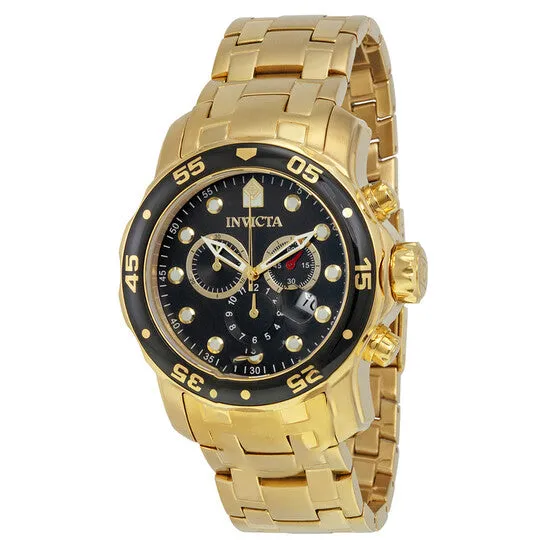 Rings JMS always Original Invicta Pro Diver Chronograph Black Dial Goldtone Mens Watch 0072