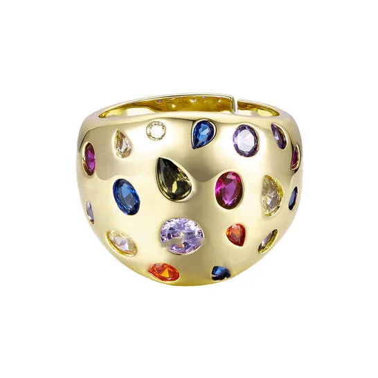 Rings JMS always Original Rachel Glauber 14k Gold Plated with Rainbow Gemstone Cubic Zirconia Dome Ring Rings JMS always Original Rachel Glauber 14k Gold Plated with Rainbow Gemstone Cubic Zirconia Dome Ring